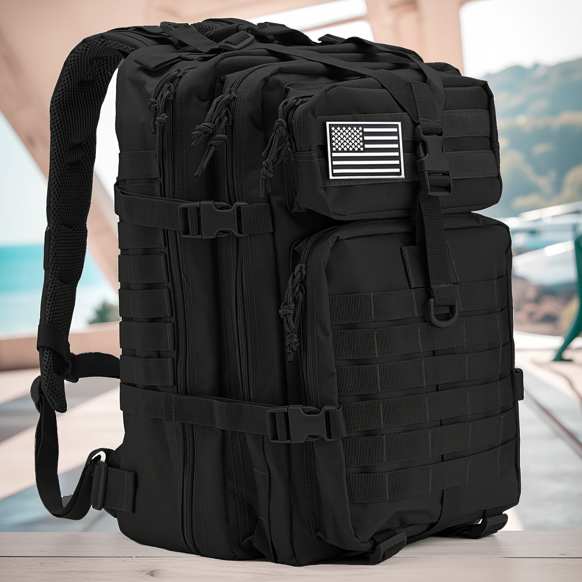 45L schwarzer taktischer Rucksack - langlebiges MOLLE-System