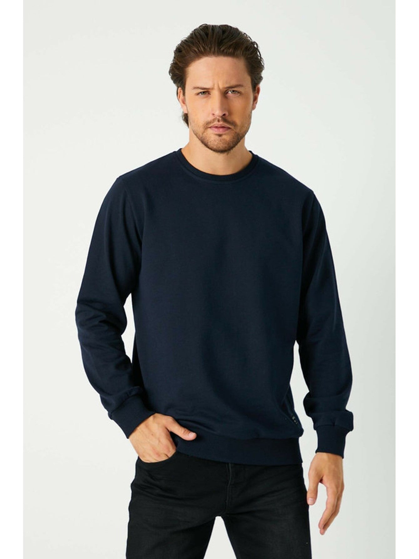 Herren Sweatshirt Klassischer Pullover ohne Kapuze