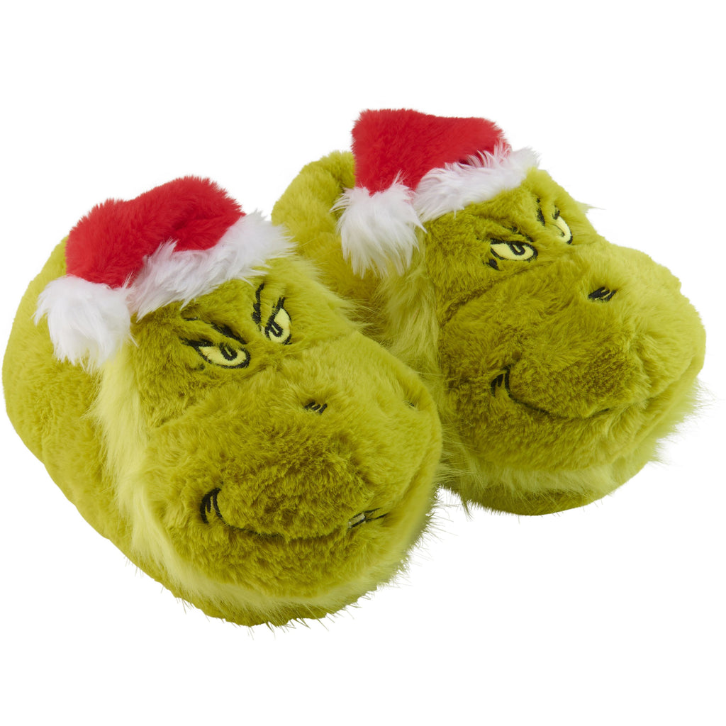 he Grinch 3D Hausschuhe - Plüsch Slipper mit Weihnachtsmütze Pantoffeln