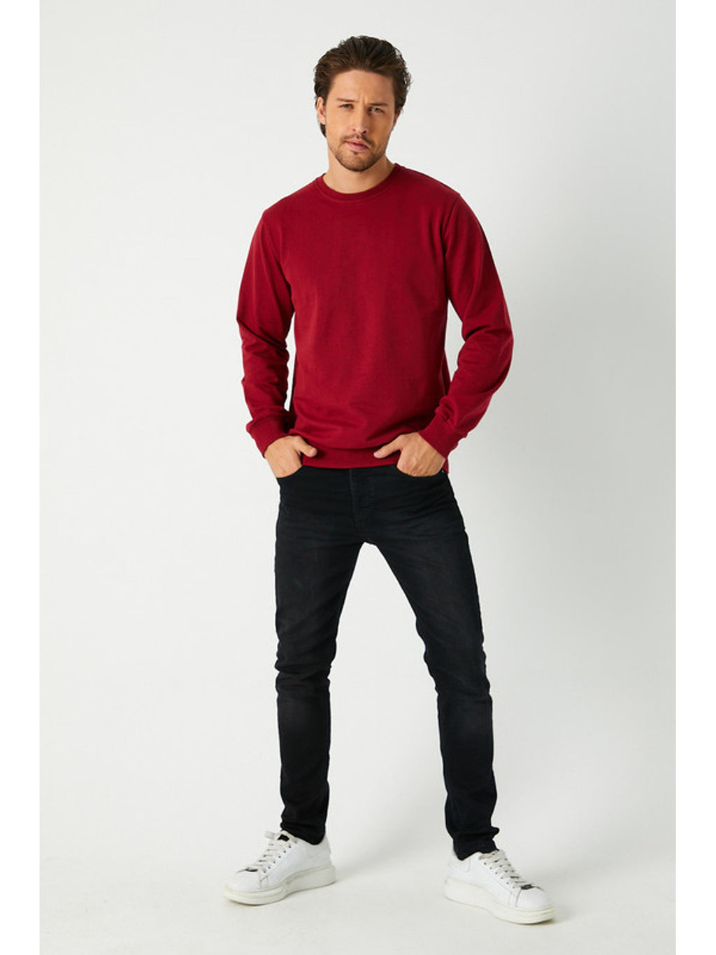 Herren Sweatshirt Klassischer Pullover ohne Kapuze
