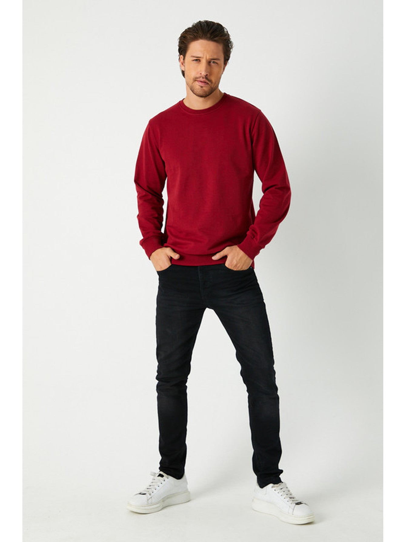 Herren Sweatshirt Klassischer Pullover ohne Kapuze