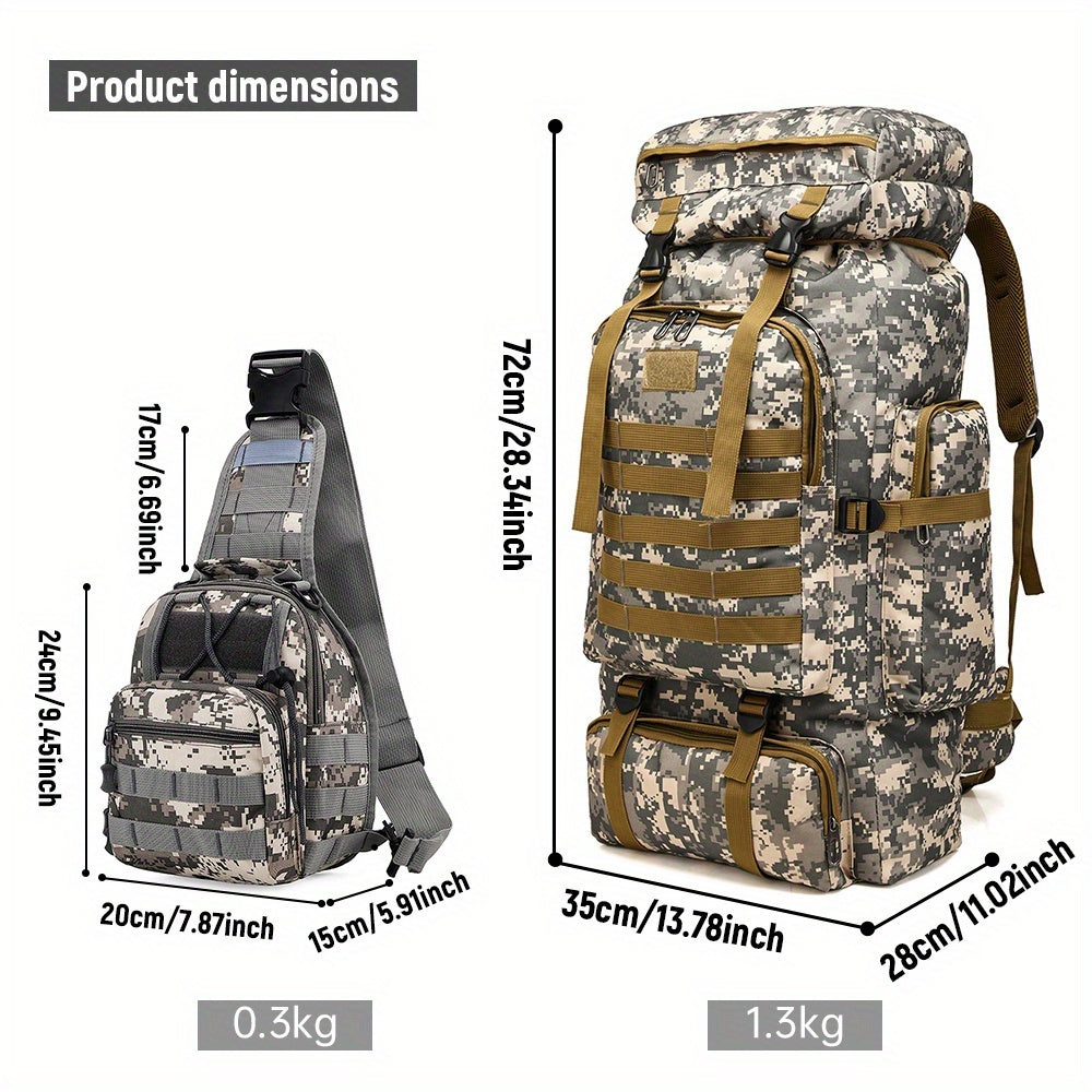 2er Set 80L Taktischer Wanderrucksack Camping Bergsteiger Tasche