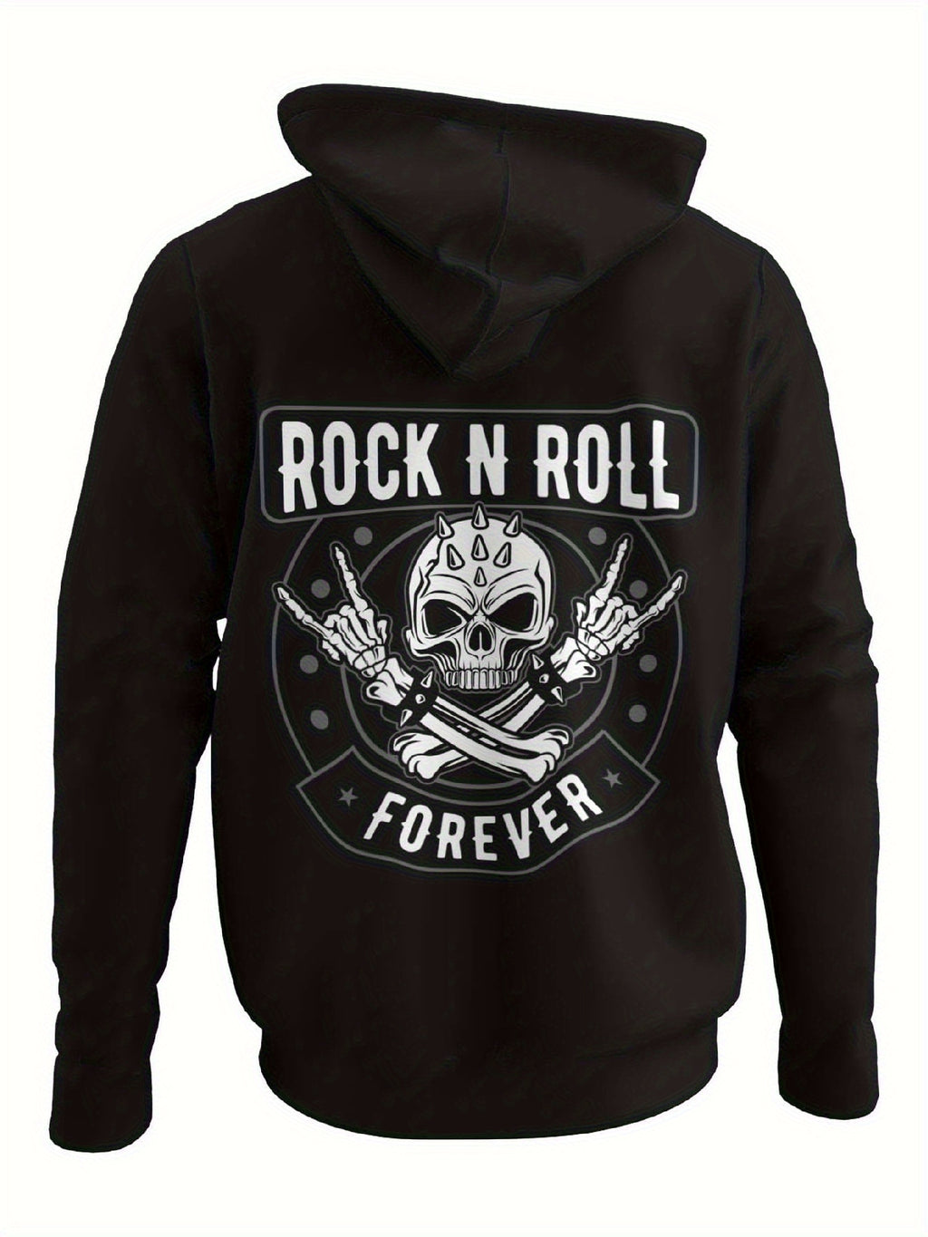 Herren Heavy Metal Gothic Rock Kapuzenpullover mit Totenkopf & Rock N Roll Grafik