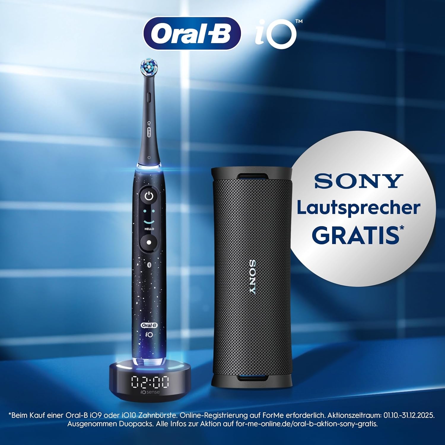 Oral-B Io Series 9 Elektrische Zahnbürste, Inkl. 3 Aufsteckbürsten, Lade-Reise-Etui, Schnellladestation