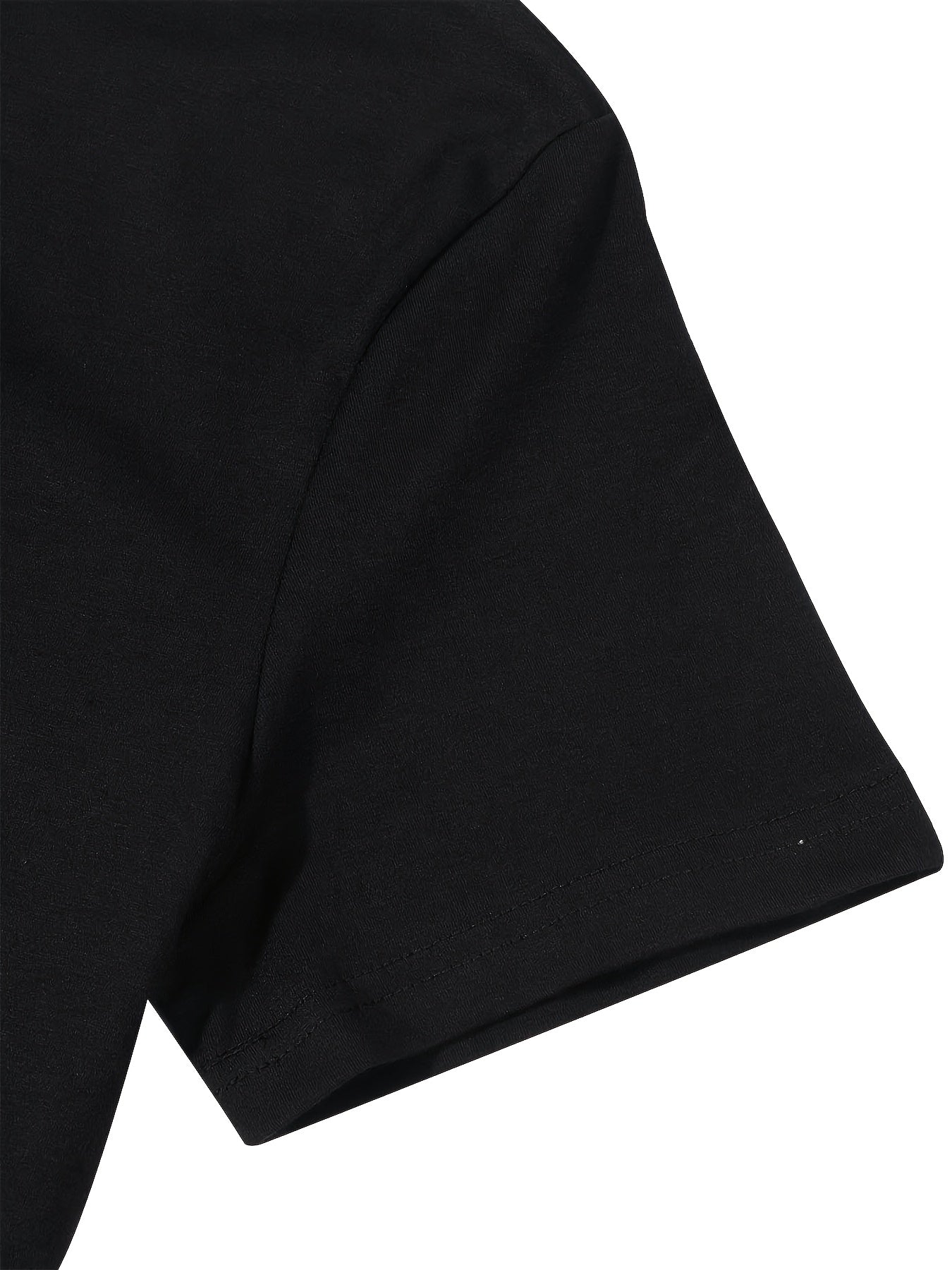 Herren T-Shirt in großen Größen, Schwarzes Kurzarm-T-Shirt mit Rundhalsausschnitt