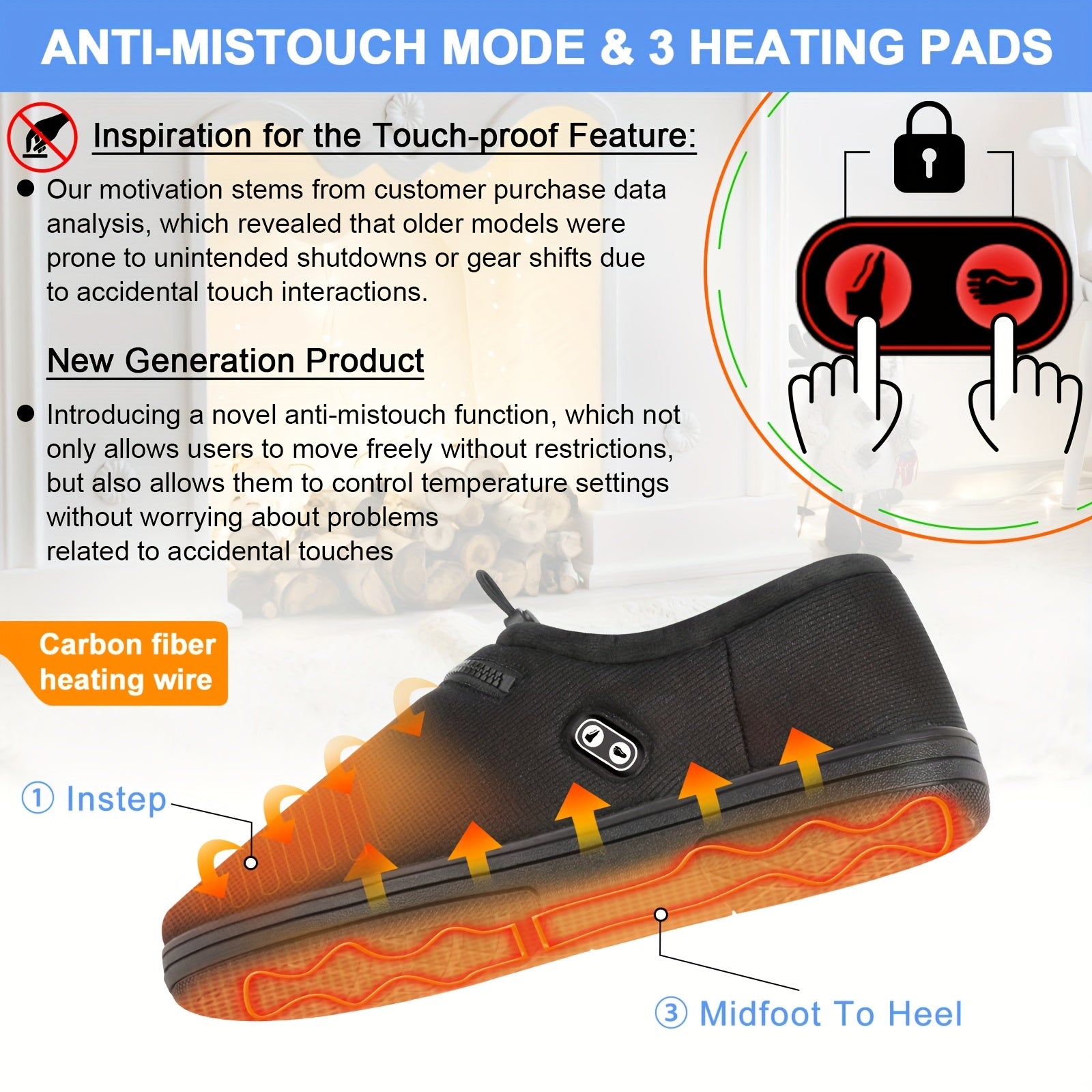 Neueste Super-Fußwärmer, beheizte Hausschuhe für Damen und Herren - 7.4V wiederaufladbar