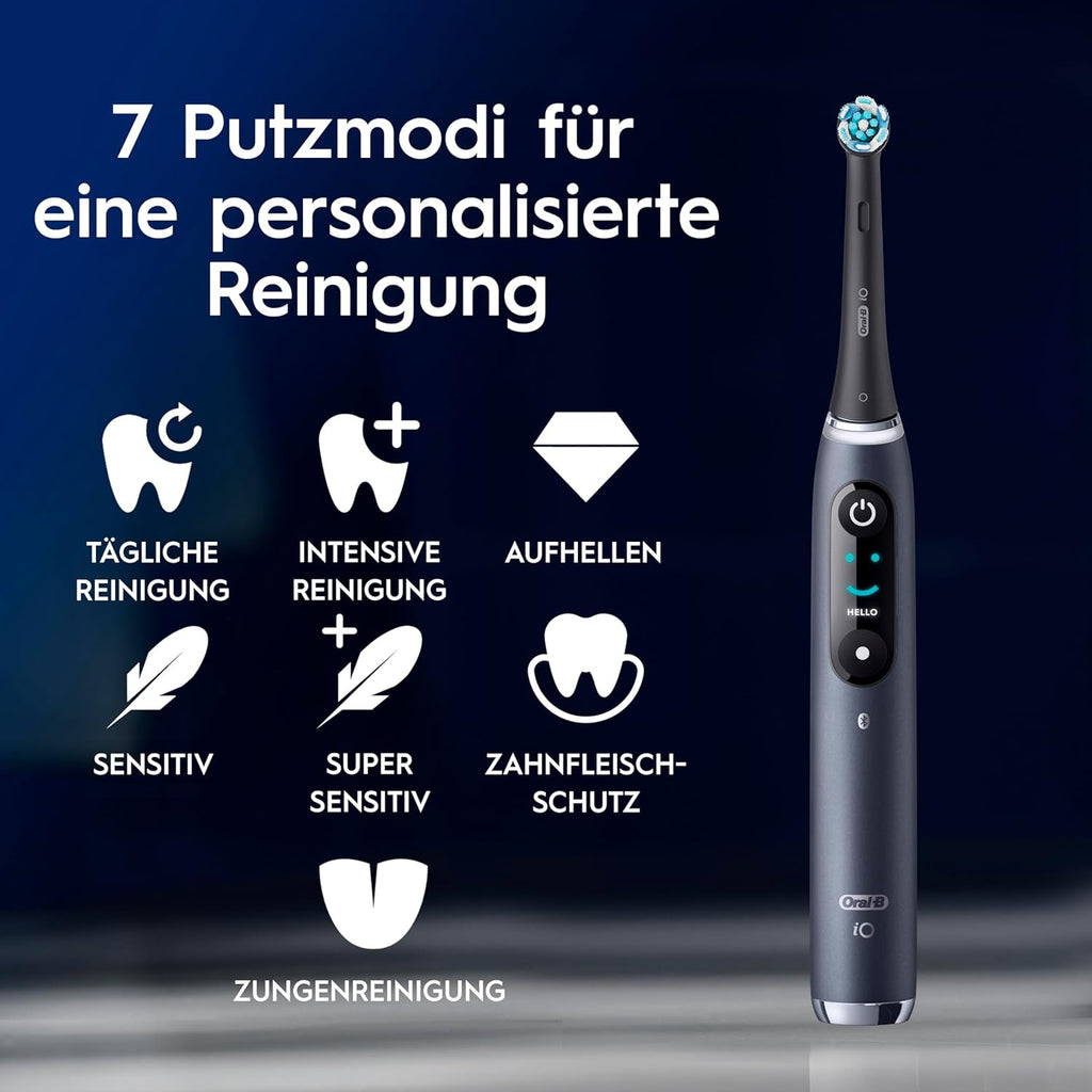 Oral-B Io Series 9 Elektrische Zahnbürste, Inkl. 3 Aufsteckbürsten, Lade-Reise-Etui, Schnellladestation