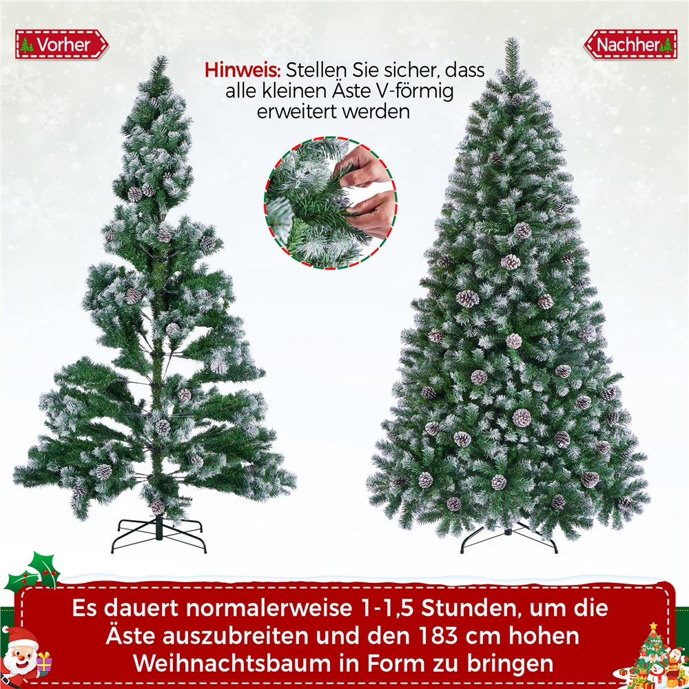 Weihnachtsbaum mit Kiefernzapfen Schneebedeckter Tannenbaum