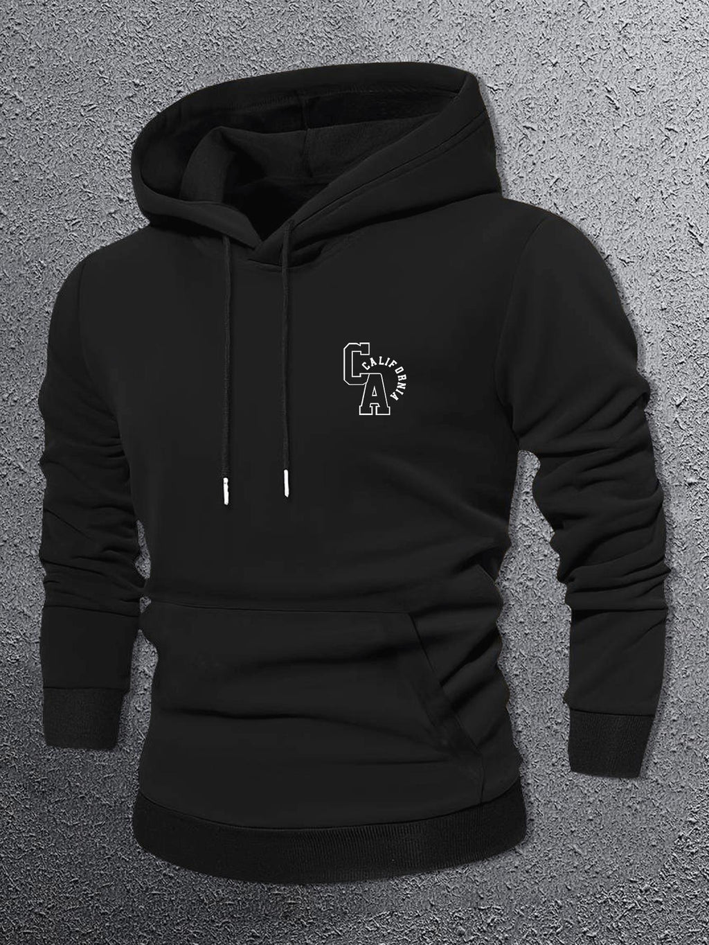 Herren Slim-Fit Hoodie mit geometrischem Druck – Casual Pullover mit Kangaroo-Tasche & Logo-ähnlichem Transferdruck