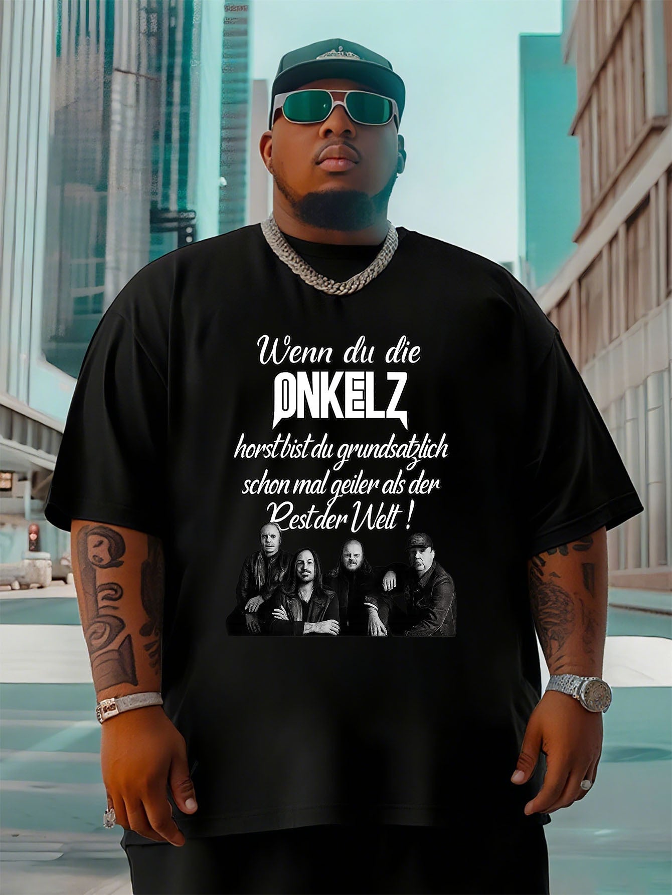 Onkelz Herren T-Shirt, 250gsm, Plus Size - German Rock Band Grafik T-Shirt mit Onkelz Logo