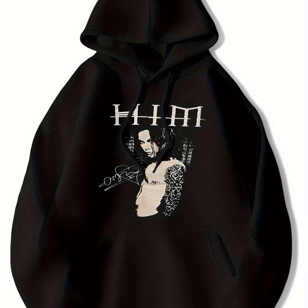 HIM Band Hoodie - Gothic Rock Ville Valo Signature Logo & HHM Grafikdruck Sweatshirt