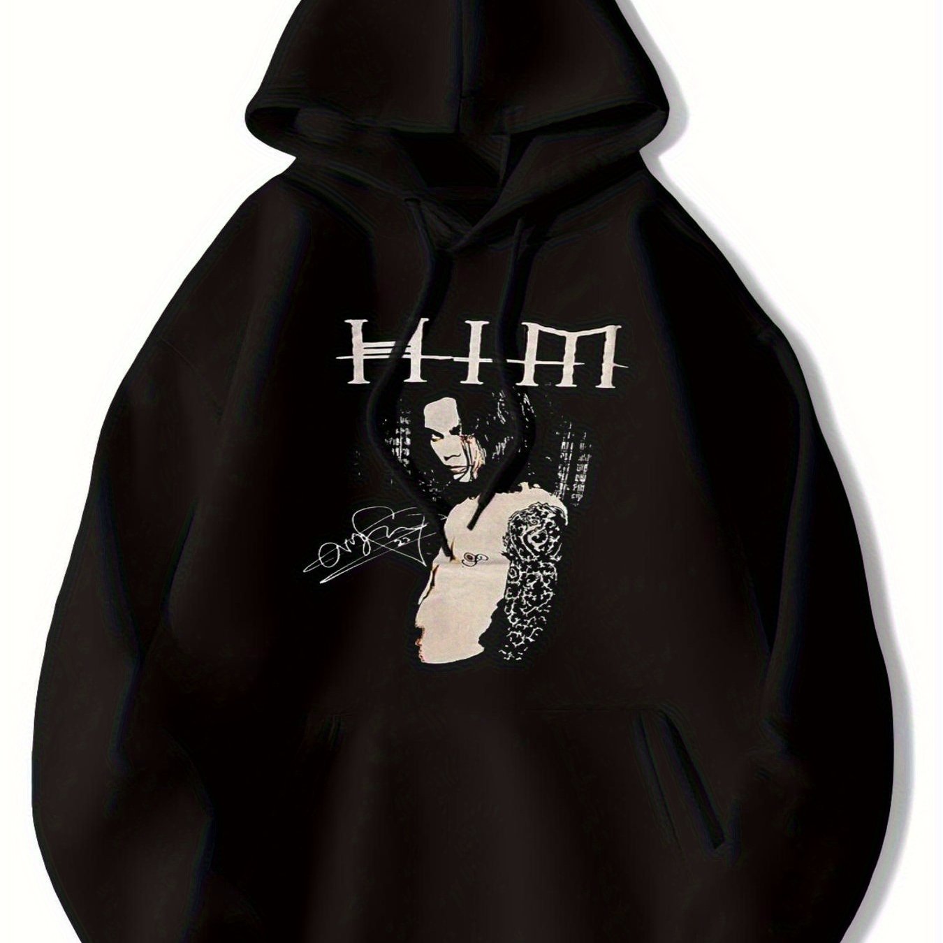 HIM Band Hoodie - Gothic Rock Ville Valo Signature Logo & HHM Grafikdruck Sweatshirt